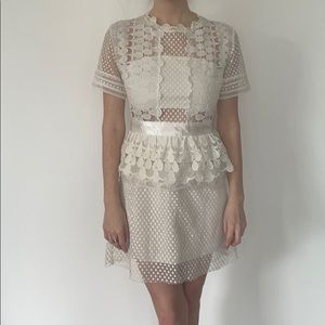 White lace cutout dress self portrait
